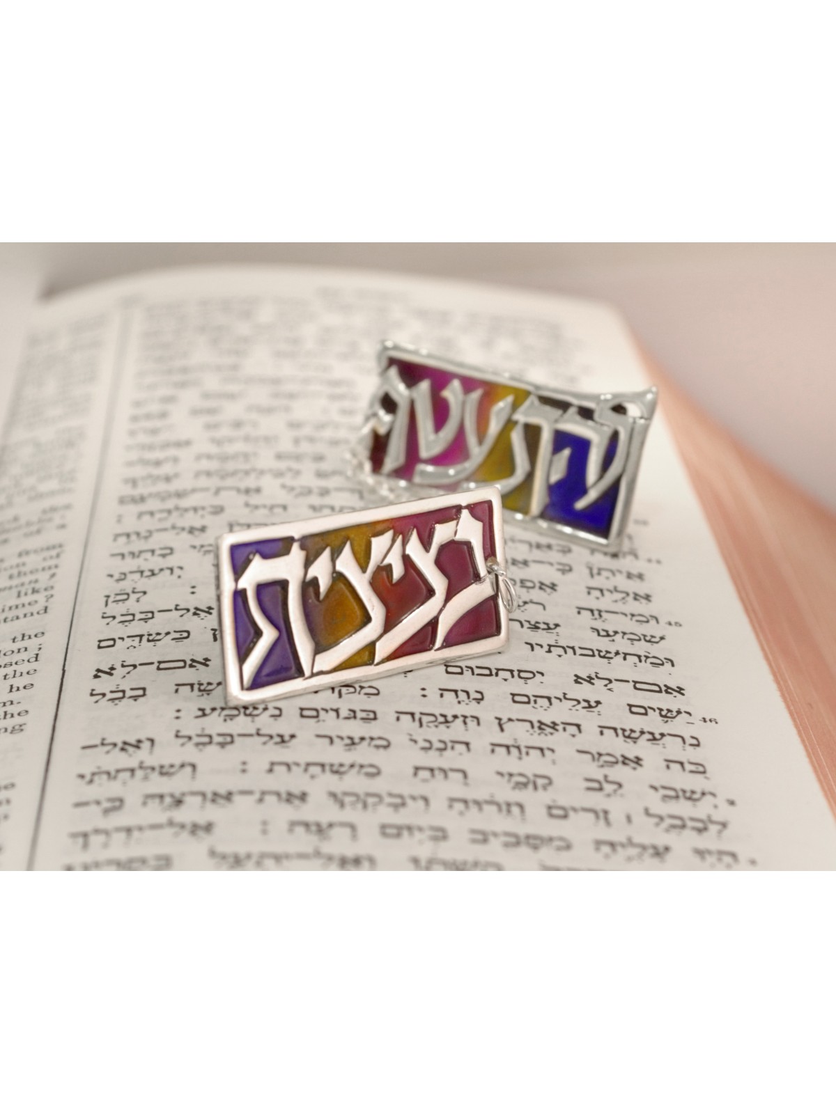 קליפס טלית כחול כחול עם אמייל ייחודי , קליפס טלית , ישראלי J